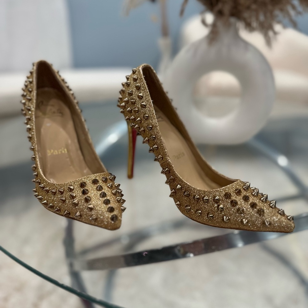 Christian Louboutin Gold Studded Heels